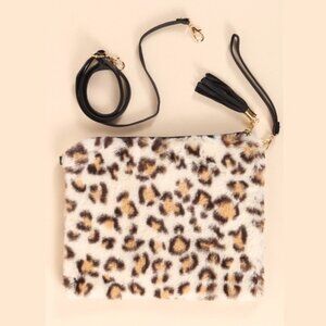Leopard Cheetah Spotted Faux Fur Vegan Crossbody or Clutch Bag/ Purse - NWT